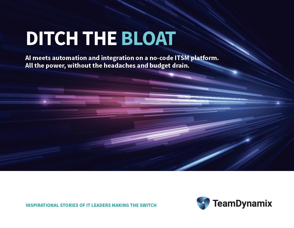 servicenow alternatives ebook for how to ditch the bloat with low admin ITSM platform